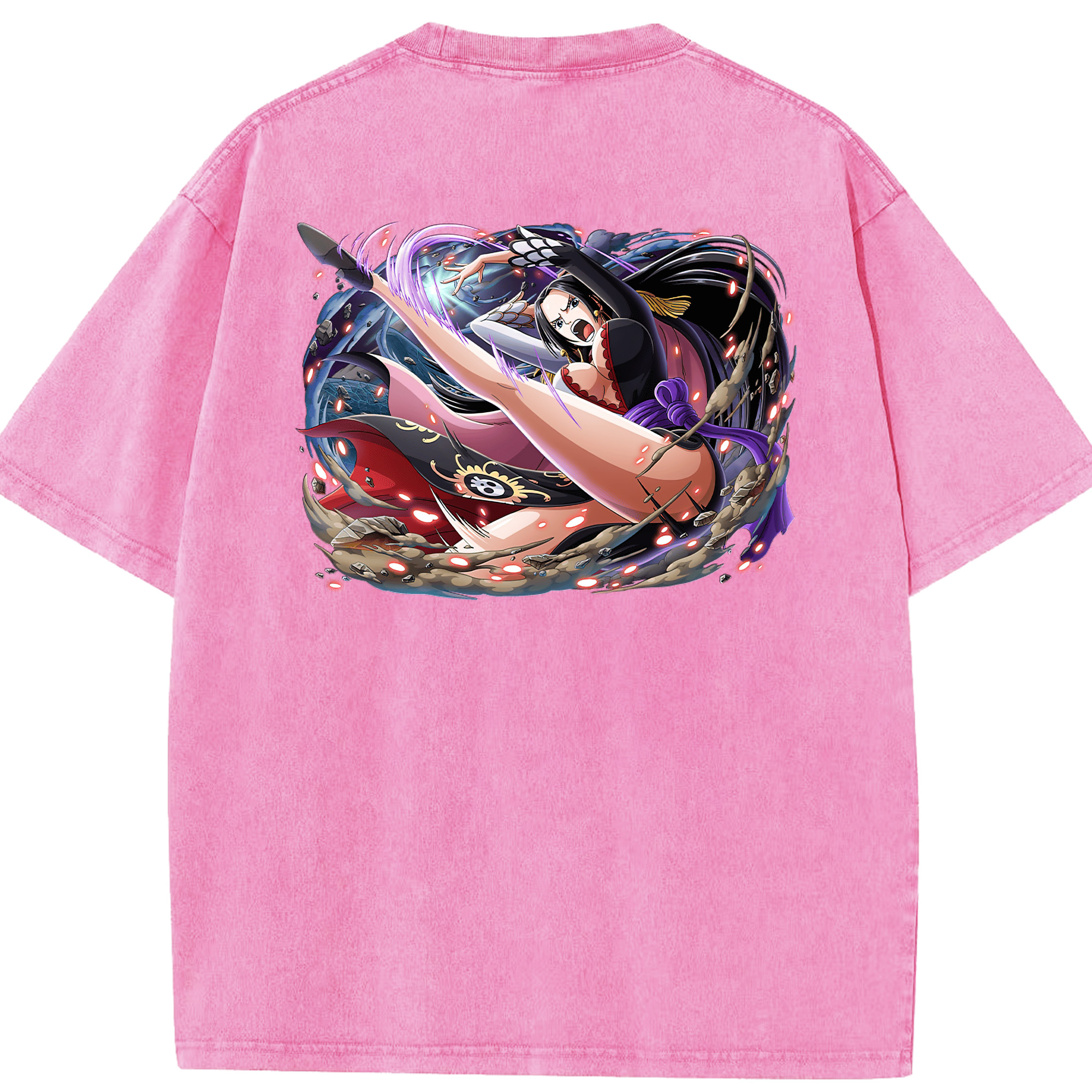 ワンピース ボア・ハンコック ONE PIECE Boa·Hancock 綿100% ヴィンテージ風 半袖Tシャツ（背面プリント）
